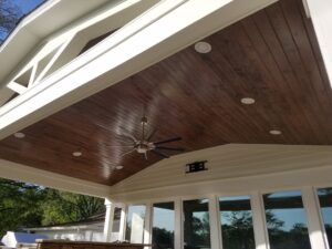 vaulted, tongue and groove pine ceiling